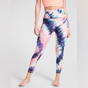 Athleta Elation Coral Tie Dye 7/8 Tights Leggings Size Small S